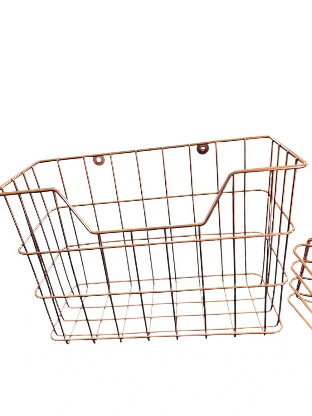 Rose Gold Metal 2PC Desk Set Storage Bills Home Office 12X9 Cage Style